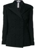 Versace Vintage Cutout Double-breasted Tuxedo Jacket - Black