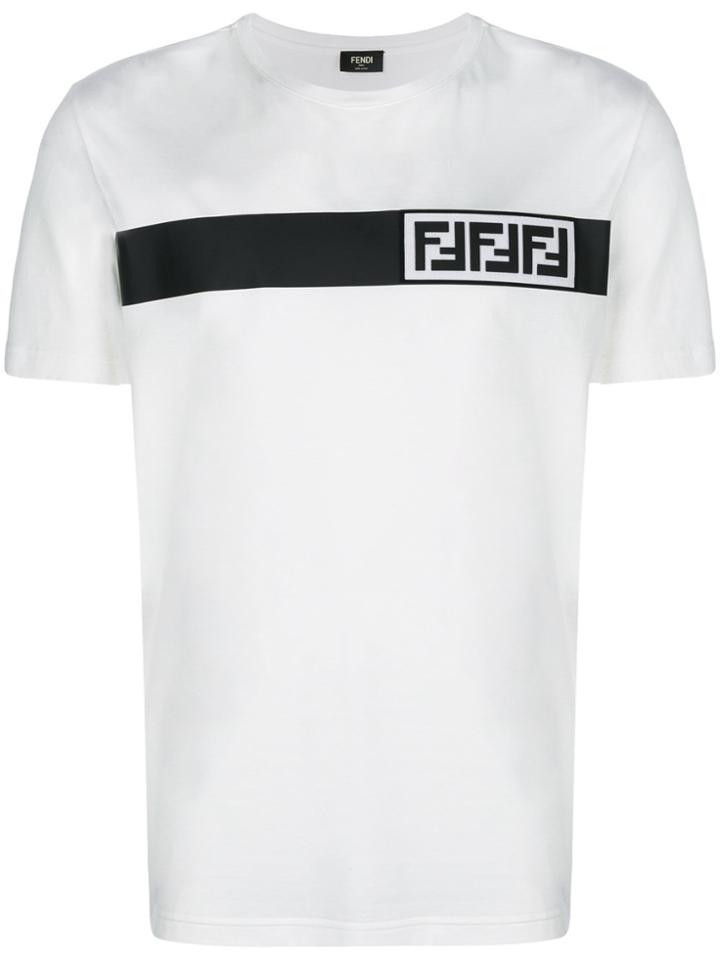 Fendi Logo Stripe T-shirt - White
