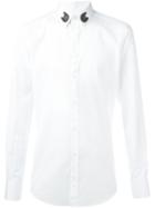 Dolce & Gabbana Horseshoe Embroidered Collar Shirt, Men's, Size: 39, White, Cotton