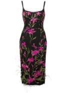 Marchesa Notte Embroidered Floral Dress - Black