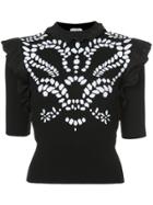 Sonia Rykiel Embroidered Ruffle Sleeve Top - Black