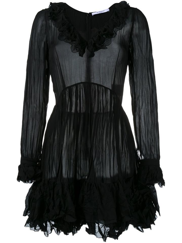 Givenchy Creased Ruffled Dress - Black