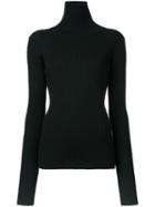 Le Ciel Bleu 'highneck Wide Rib' Blouse, Women's, Size: 36, Black, Wool