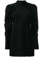 Rotate Puff Sleeve Velvet Dress - Black