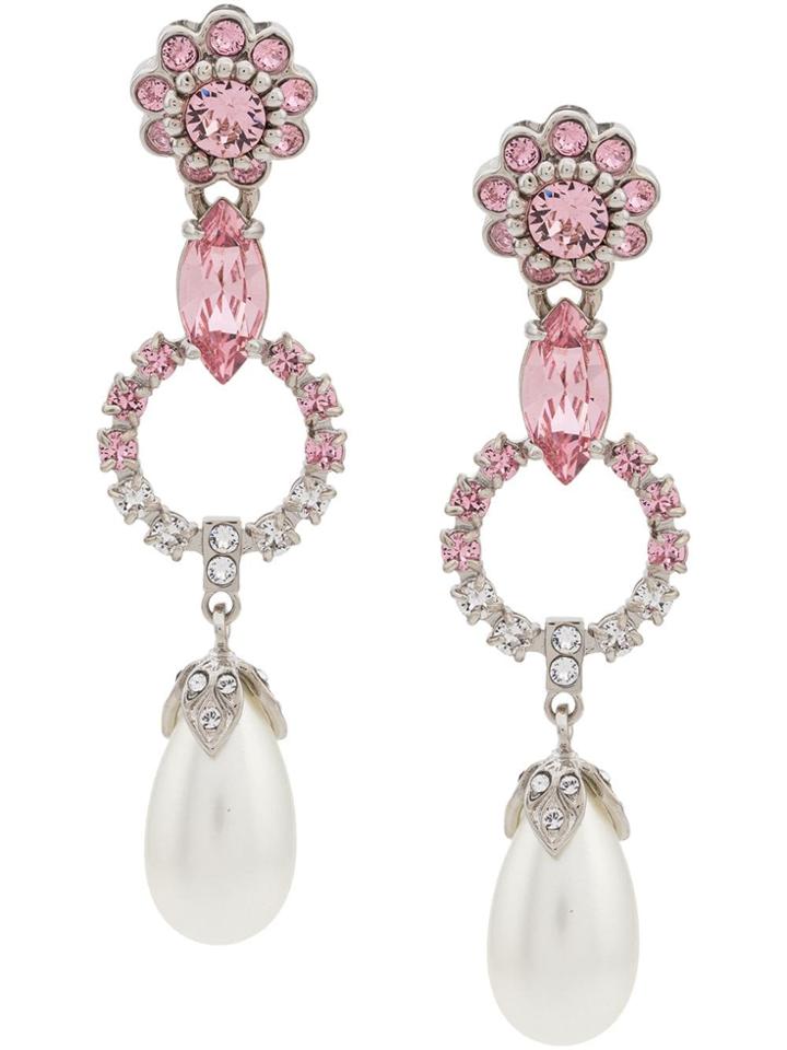 Miu Miu Crystal Teardrop Earrings - Silver
