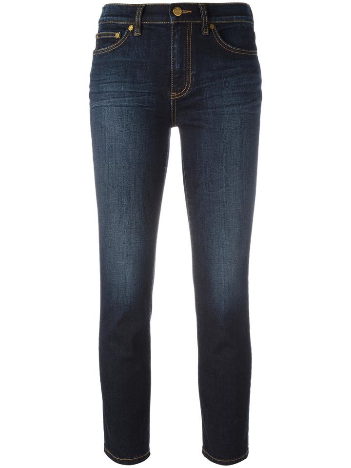 Tory Burch Stonewashed Cropped Jeans, Women's, Size: 30, Blue, Cotton/polyester/spandex/elastane