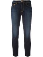 Tory Burch Stonewashed Cropped Jeans, Women's, Size: 30, Blue, Cotton/polyester/spandex/elastane