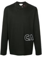 Ck Calvin Klein Logo Embroidered Long Sleeve Top - Black