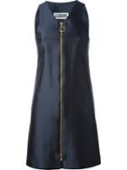Etienne Deroeux Front Zip Mini Dress, Women's, Size: 36, Blue, Silk/cotton/polyester