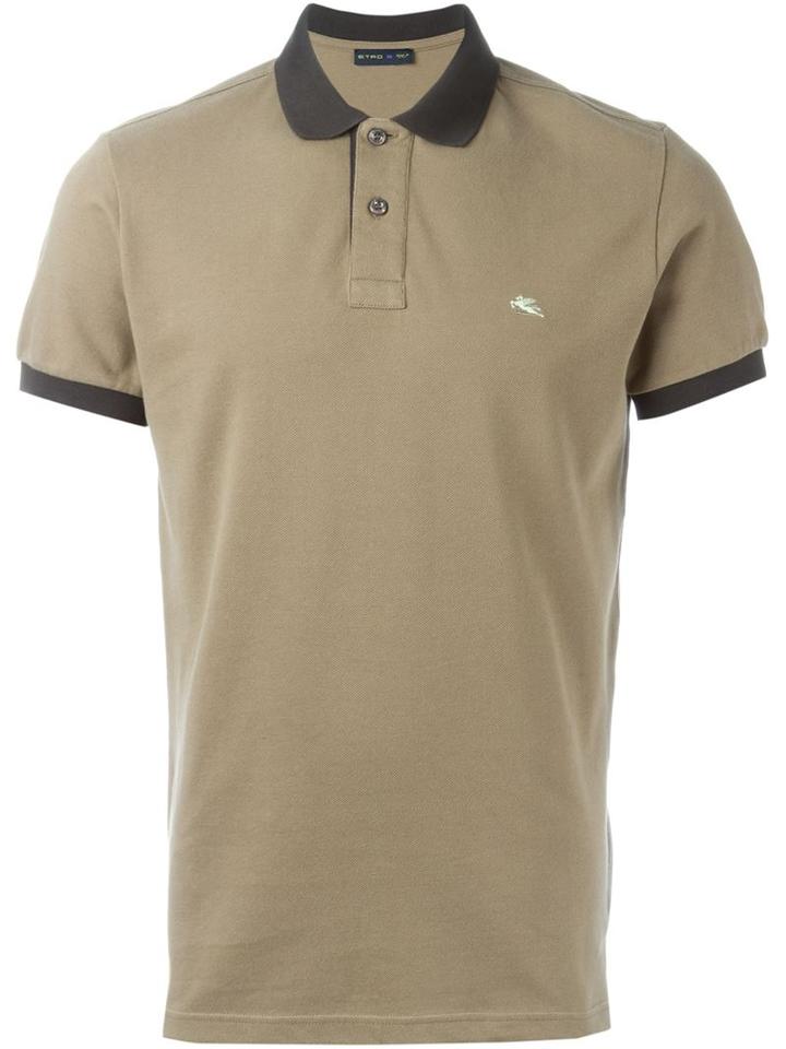 Etro Contrast Collar Polo Shirt, Men's, Size: L, Nude/neutrals, Cotton
