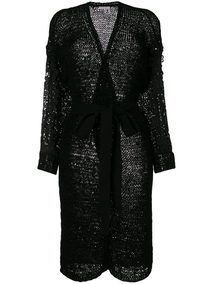 See By Chloé Lace Trim Robe Cardigan - Black