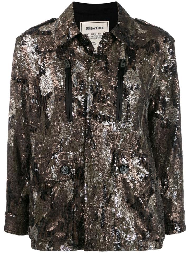 Zadig & Voltaire Sequinned Camoflage Jacket - Neutrals