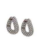Balenciaga Crystal Embellished Loop Earrings - Silver