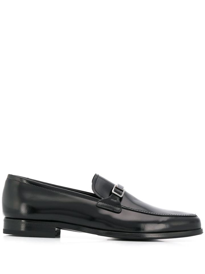 Prada Engraved Logo Plaque Loafers - Black