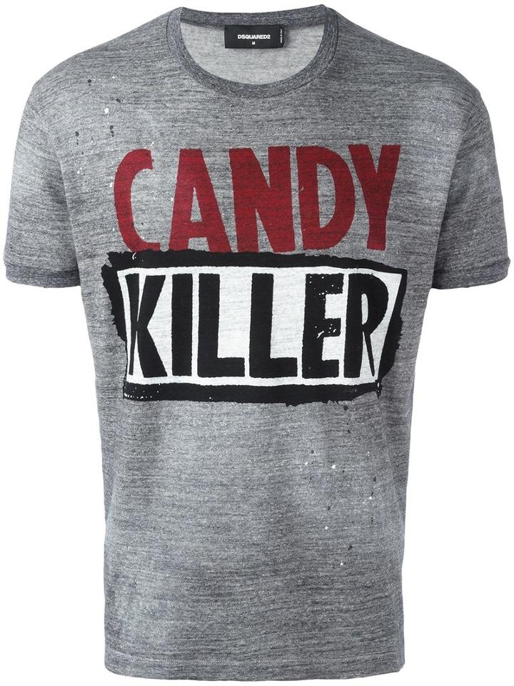 Dsquared2 Candy Killer T-shirt, Men's, Size: Large, Grey, Cotton