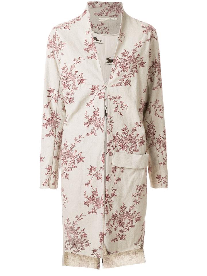 Aleksandr Manamïs Floral Print Straight Fit Coat - Nude & Neutrals