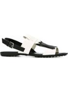 Tod S Fringed Flat Sandals, Women's, Size: 38.5, Black, Leather/rubber