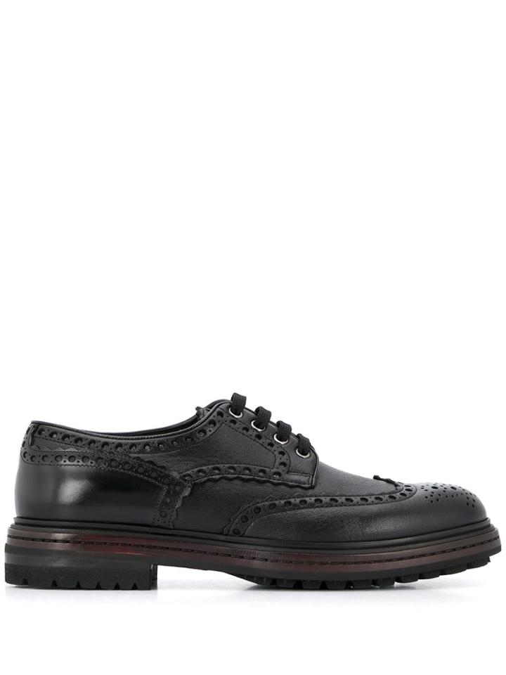 Santoni Embossed Derby Shoes - Black