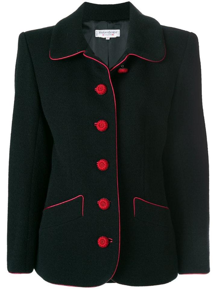 Yves Saint Laurent Pre-owned Contrast Stitching Blazer - Black