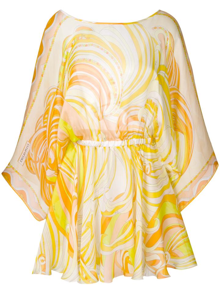Emilio Pucci Printed Mini Kaftan Dress - Yellow & Orange