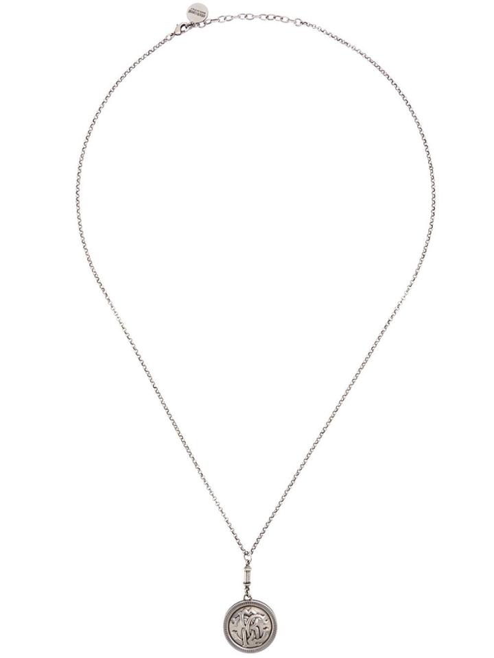 Roberto Cavalli Embossed Coin Necklace - Silver