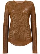Jean Paul Gaultier Vintage 2000 Mesh Printed Top - Brown