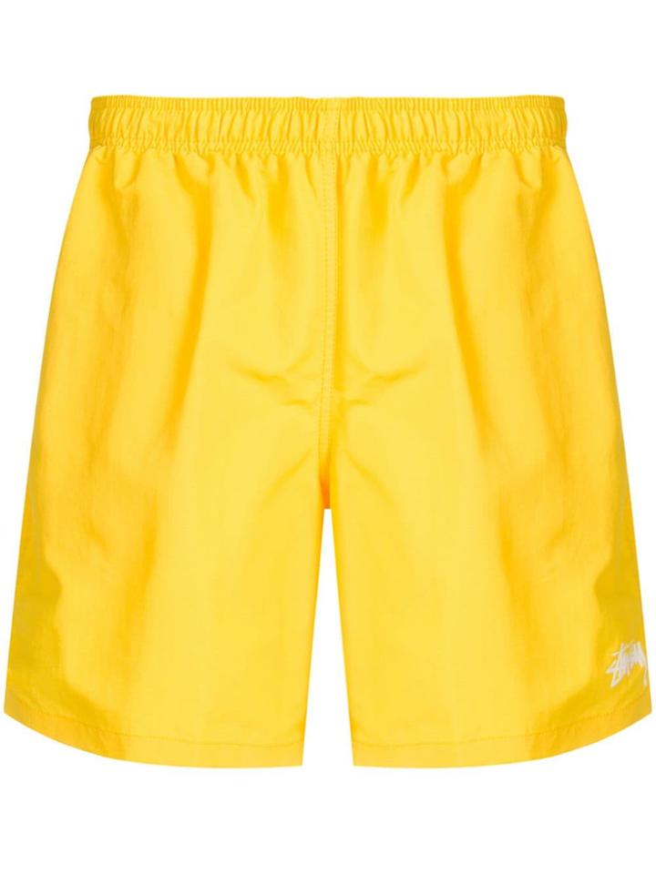 Stussy Logo Print Swim Shorts - Yellow