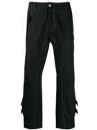 Pihakapi Contrast Stitching Trousers - Black