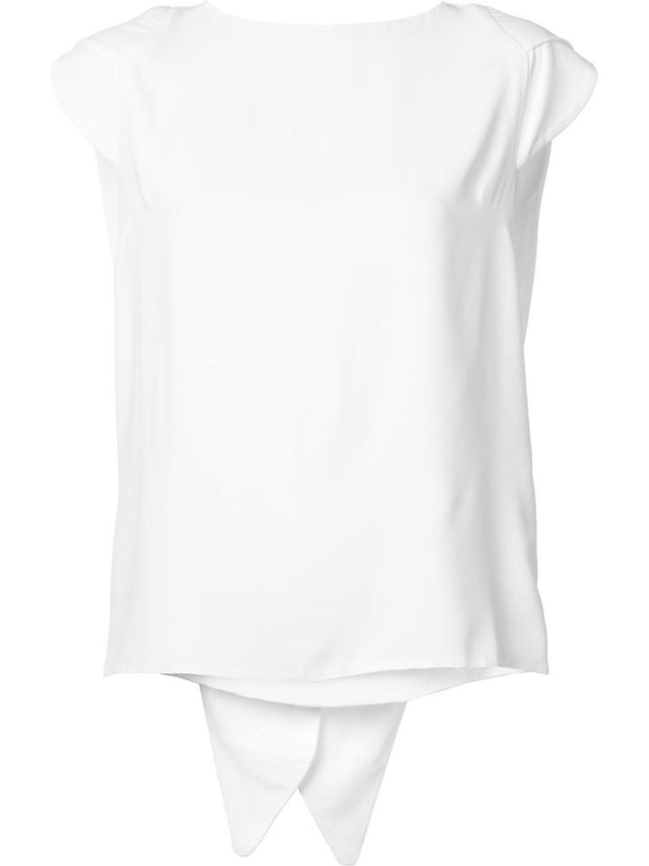 Antonio Berardi Boat Neck Shortsleeved Blouse, Women's, Size: 42, White, Rayon/acetate