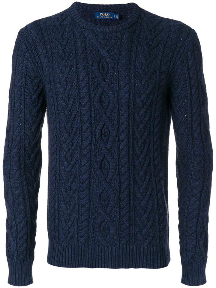 Polo Ralph Lauren Crew Neck Cable Knit Jumper - Blue