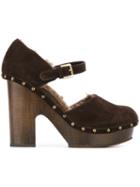 L'autre Chose Shearling Lined Clog Style Sandals