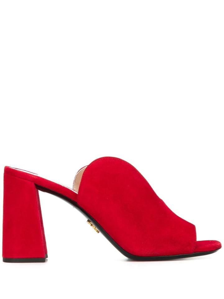 Prada Cut-out Mules - Red