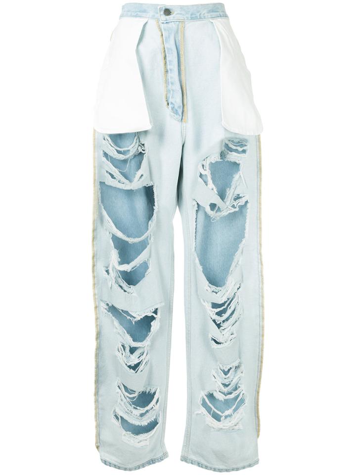 Pony Stone Daytona Deconstructed Distressed Jeans - Blue