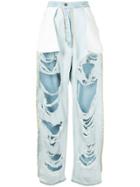 Pony Stone Daytona Deconstructed Distressed Jeans - Blue