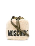 Moschino Logo Print Shoulder Bag - Neutrals