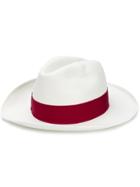 Borsalino Bow Embellished Hat - White