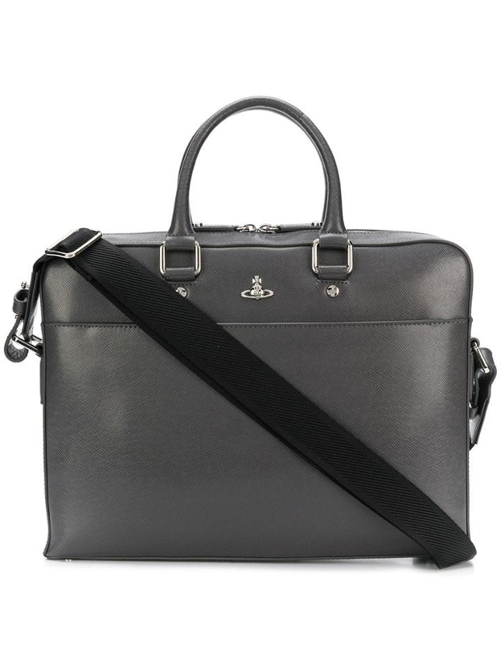 Vivienne Westwood Logo Plaque Laptop Bag - Grey