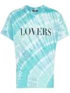 Amiri Lovers Print Tie-dye Cotton T-shirt - Blue