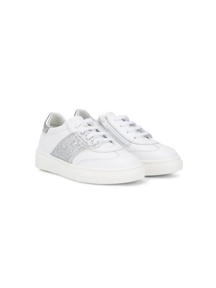 Hogan Kids Glitter Contrast Details Sneakers - White