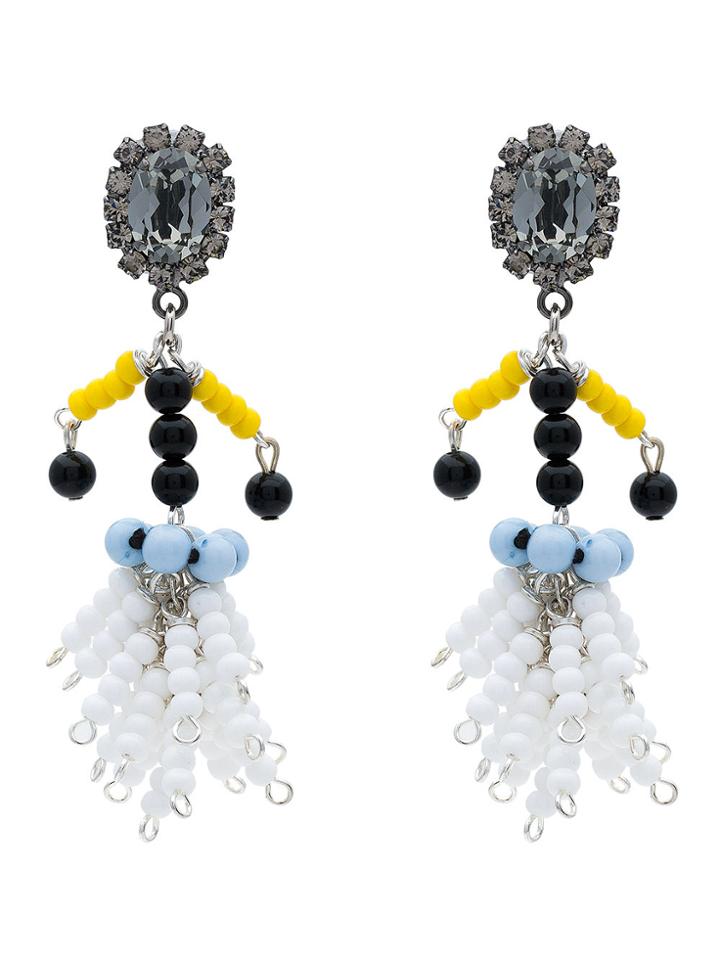Marni Beaded Clip-on Earrings - White