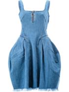 Marques'almeida - Ballon Denim Dress - Women - Cotton - S, Blue, Cotton