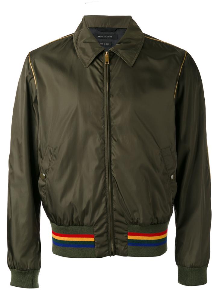 Marc Jacobs Collared Stripe Hem Jacket - Green