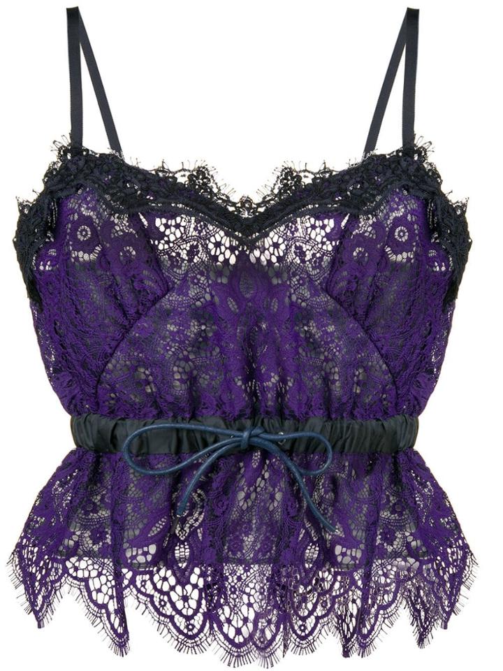 Sacai Eyelash Lace Camisole - Purple