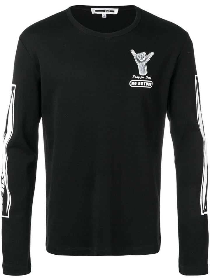 Mcq Alexander Mcqueen 'pray For Surf' Long Sleeved Tee - Black