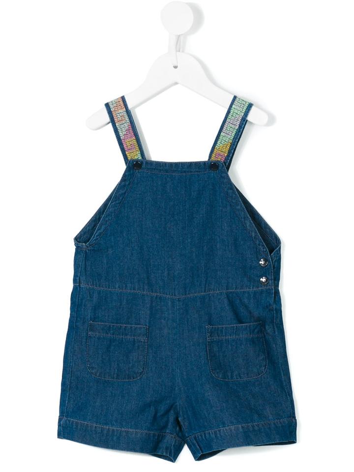 Knot - Embroidered Straps Denim Overalls - Kids - Cotton - 8 Yrs, Blue