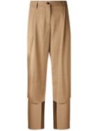 Aalto - Cut-out Layered Trousers - Women - Viscose/virgin Wool - 40, Brown, Viscose/virgin Wool