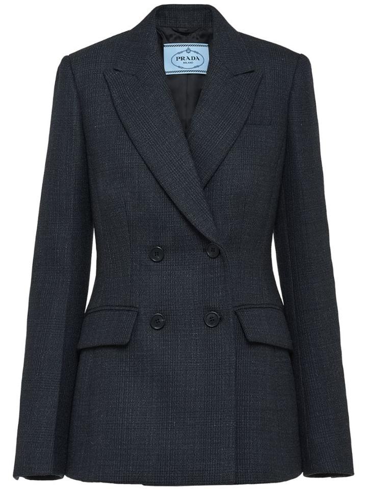 Prada Peaked Lapel Blazer Jacket - Black