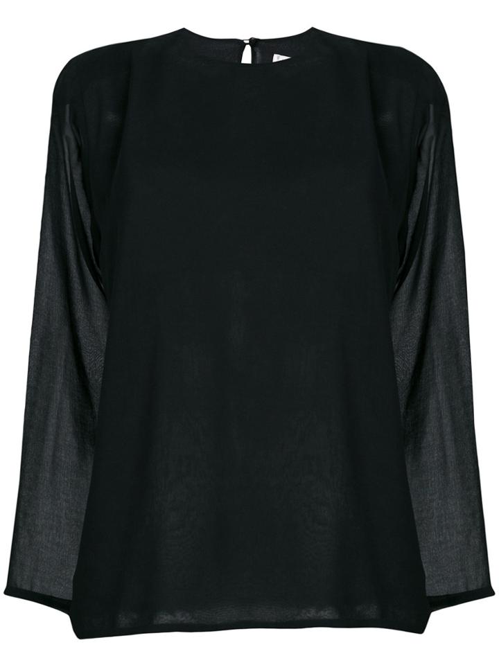 Yves Saint Laurent Vintage Sheer Sleeves Blouse - Black