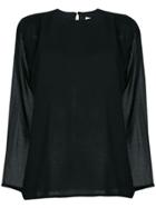 Yves Saint Laurent Vintage Sheer Sleeves Blouse - Black