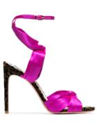 Sophia Webster Violette 100 Satin Leopard Print Sandals - Pink &